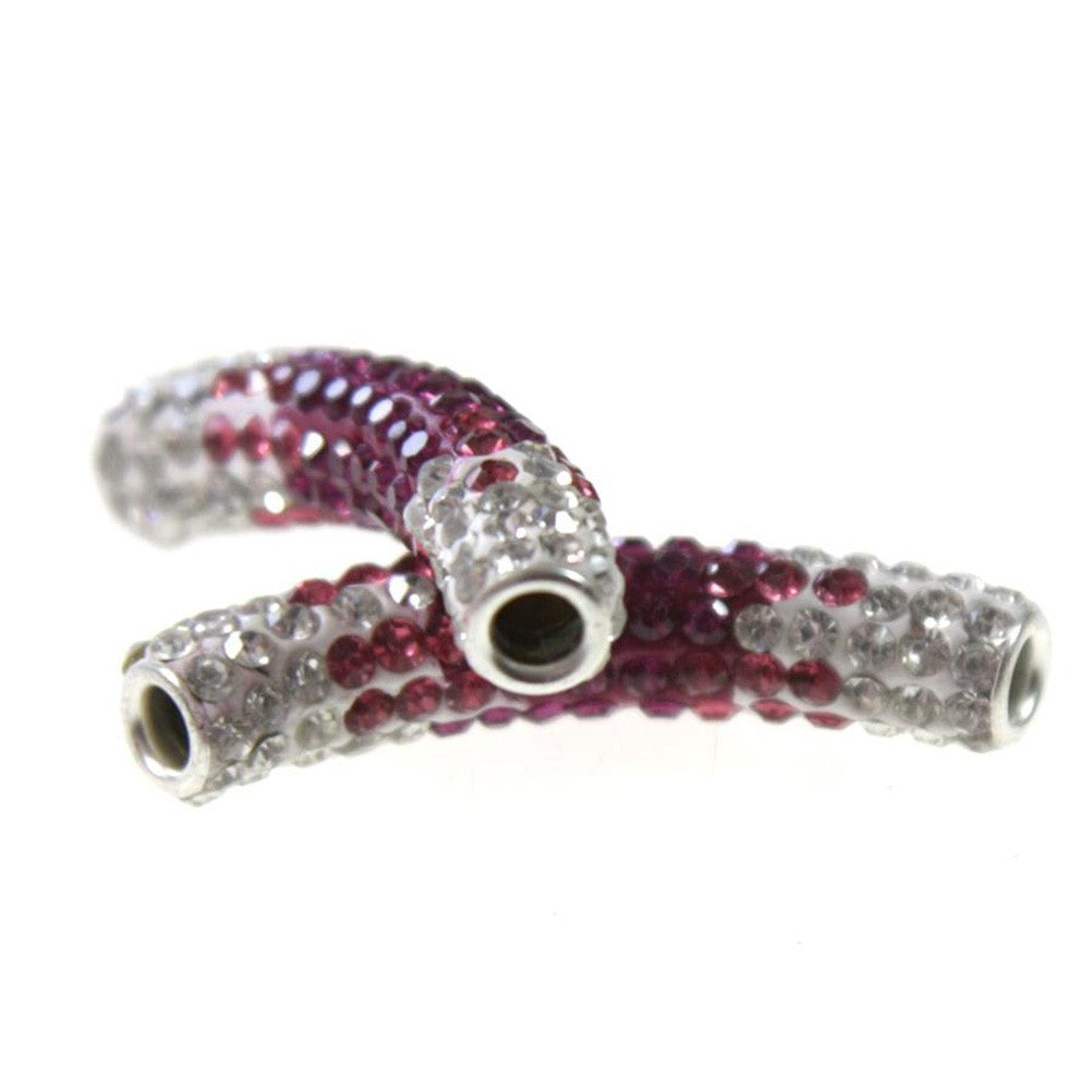 Perles shamballa tubes en cristal bicolores 45 mm (1 pièce)