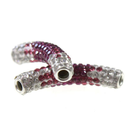 Perles shamballa tubes en cristal bicolores 45 mm (1 pièce)