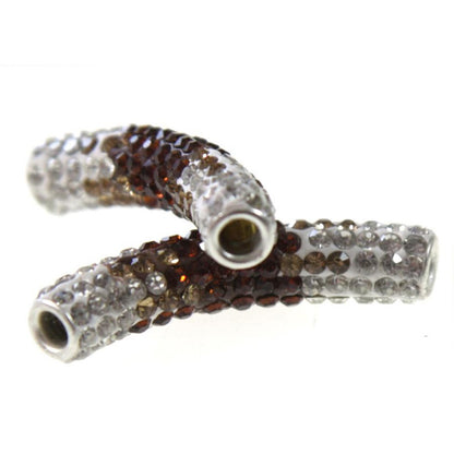 Perles shamballa tubes en cristal bicolores 45 mm (1 pièce)