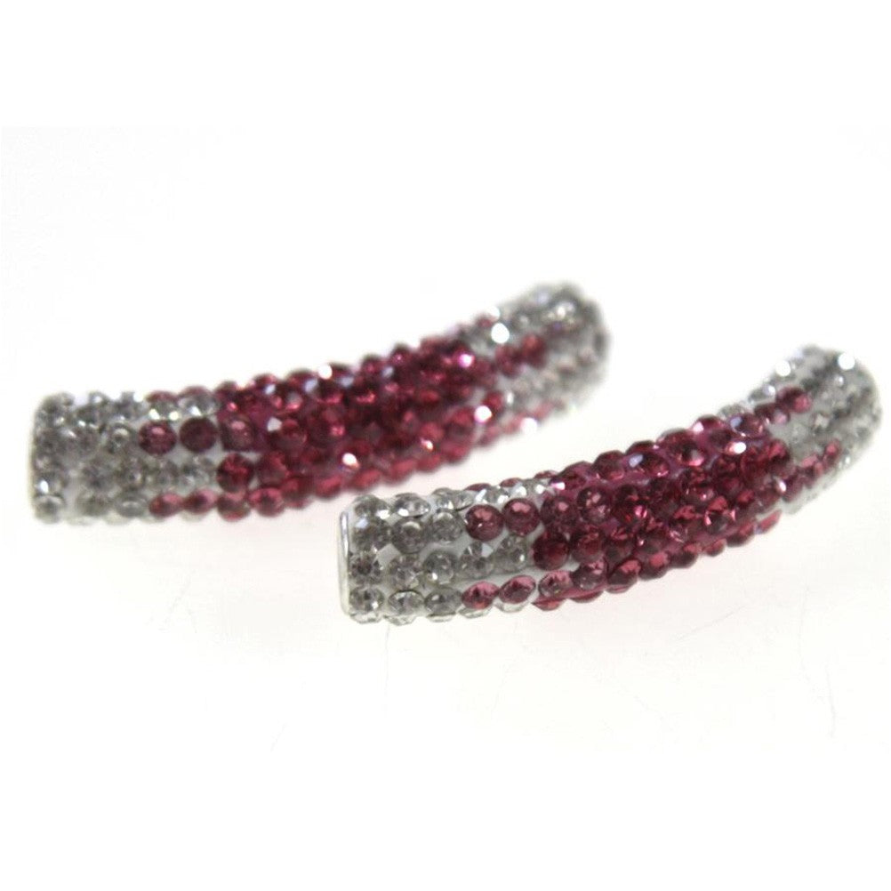 Perles shamballa tubes en cristal bicolores 45 mm (1 pièce)