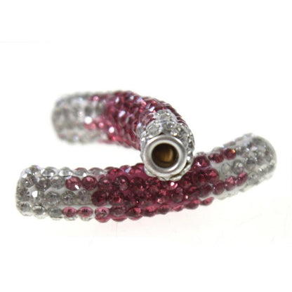 Perles shamballa tubes en cristal bicolores 45 mm (1 pièce)