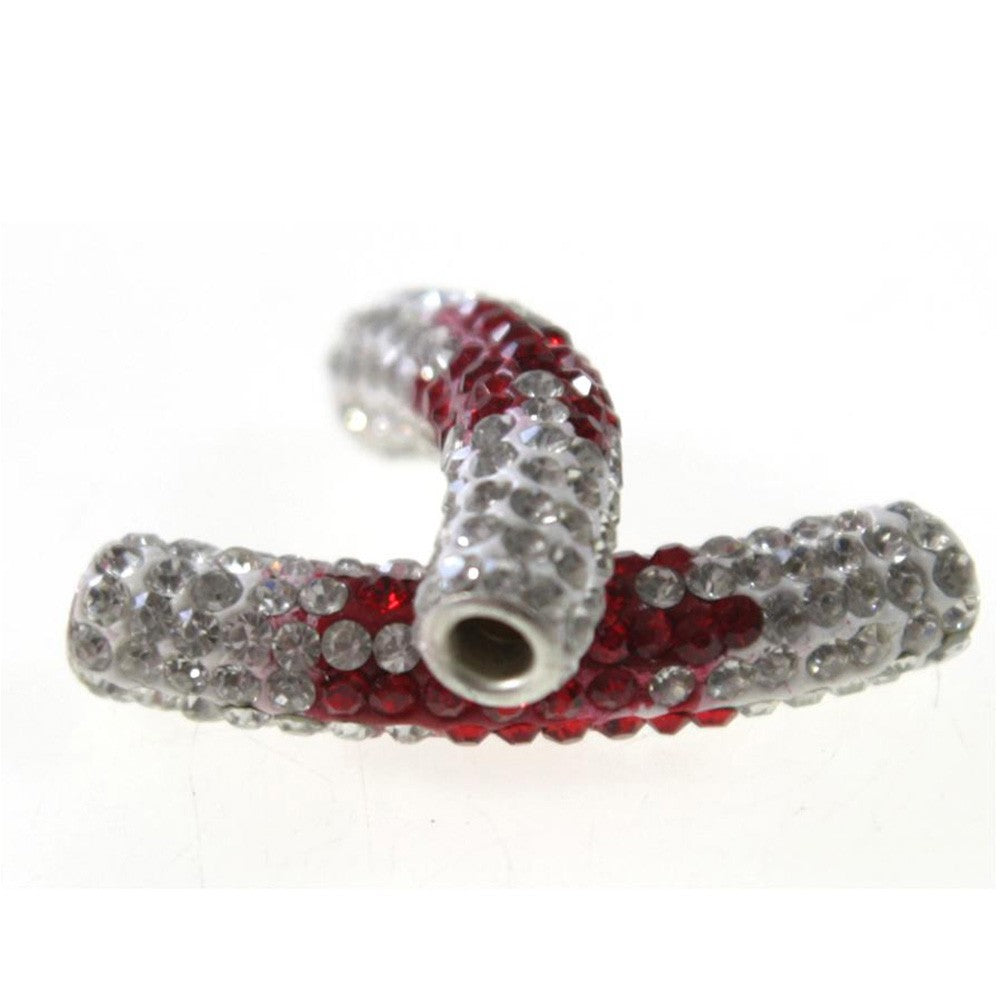 Perles shamballa tubes en cristal bicolores 45 mm (1 pièce)