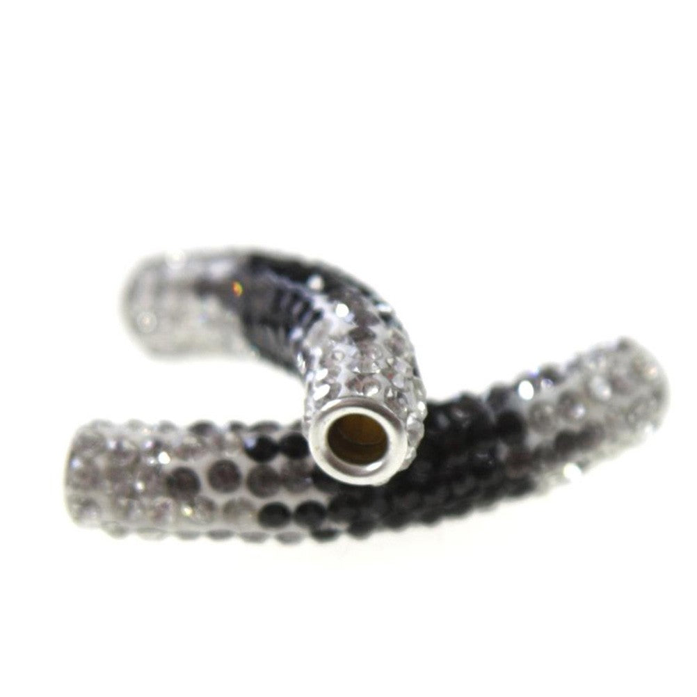 Perles shamballa tubes en cristal bicolores 45 mm (1 pièce)
