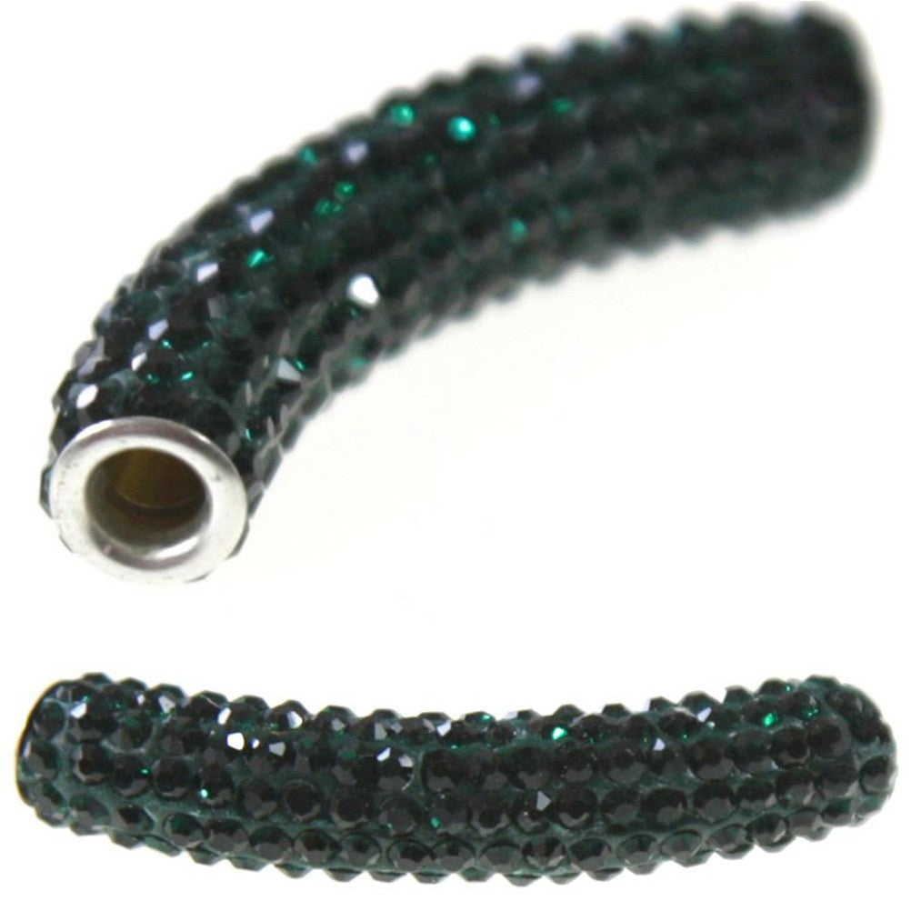 Perles shamballa tubes pierre de cristal 45 mm (1 pièce)