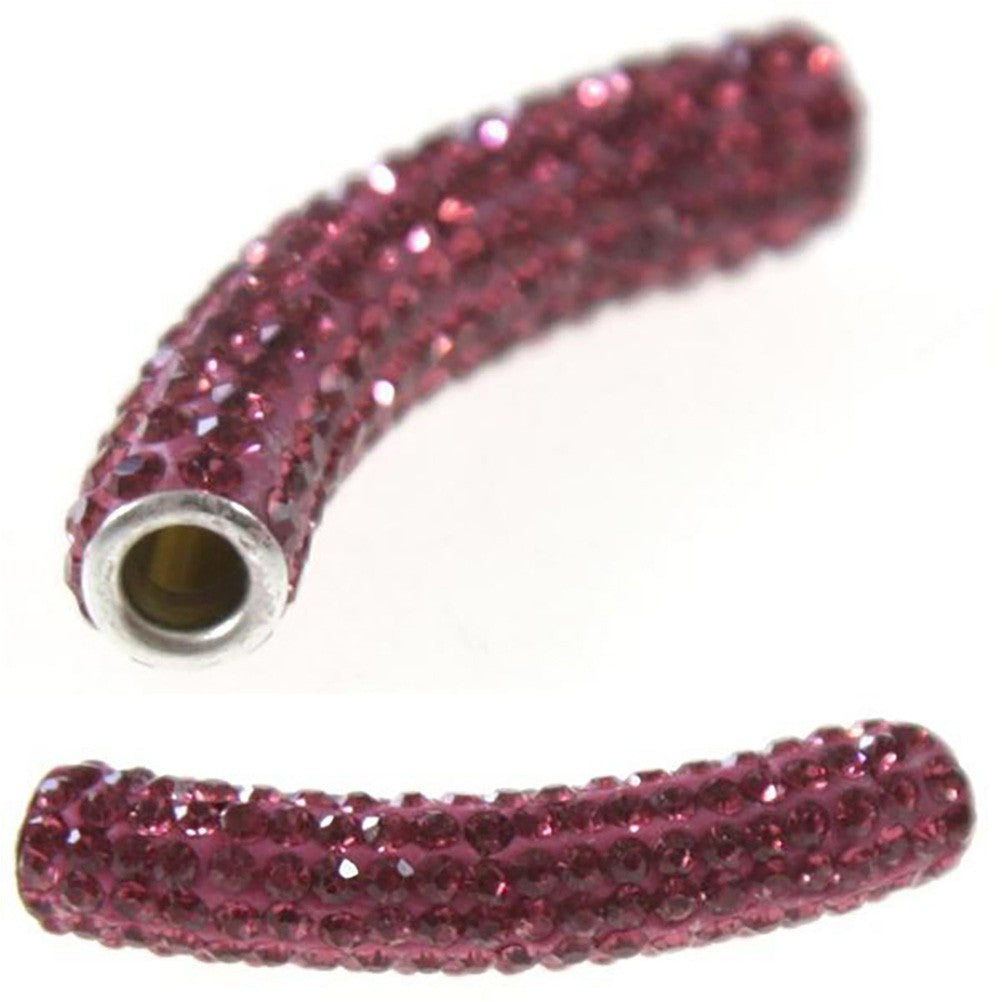 Perles shamballa tubes pierre de cristal 45 mm (1 pièce)