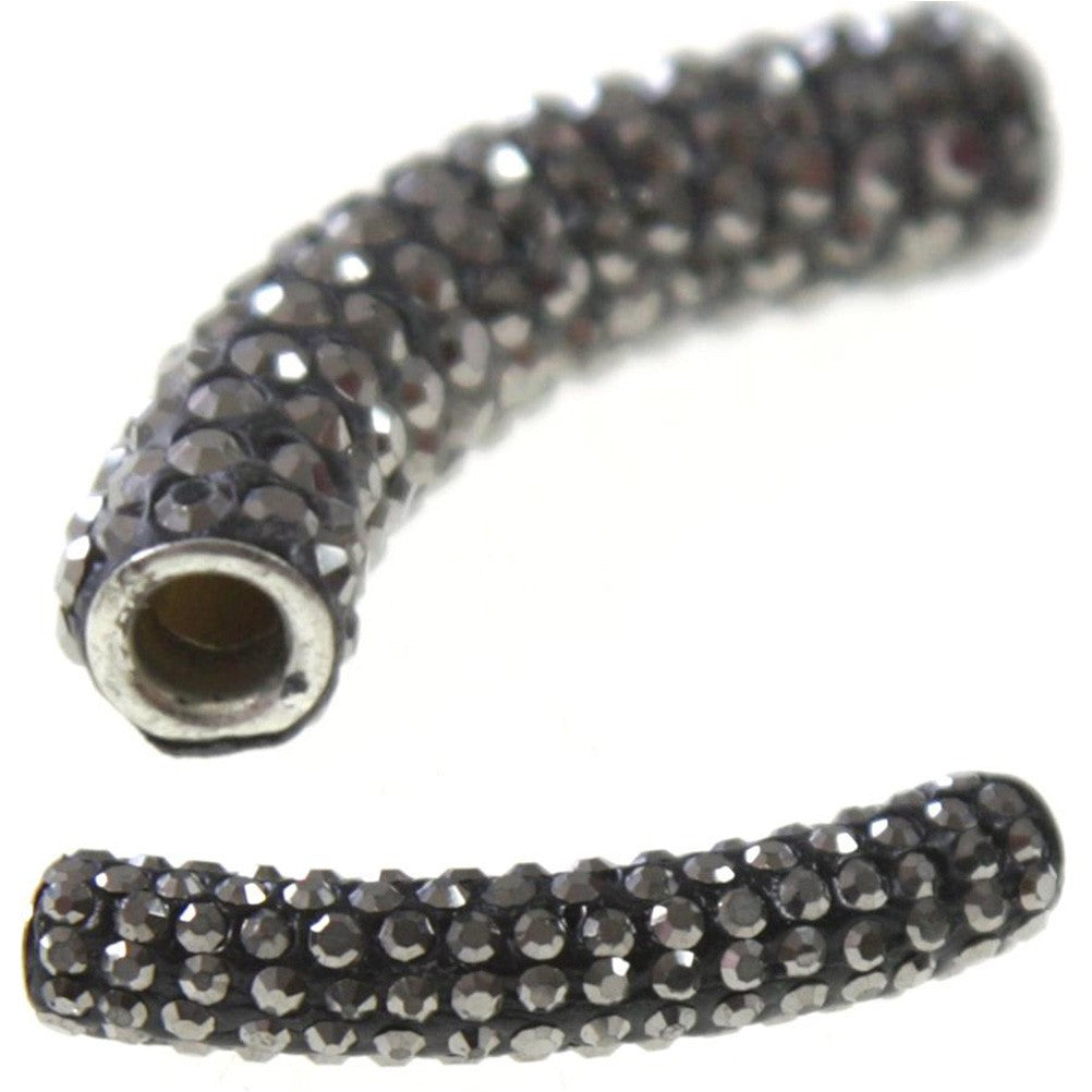 Perles shamballa tubes pierre de cristal 45 mm (1 pièce)