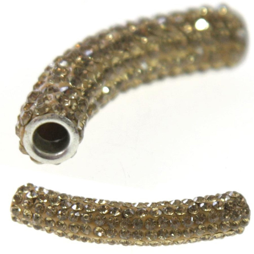 Perles shamballa tubes pierre de cristal 45 mm (1 pièce)