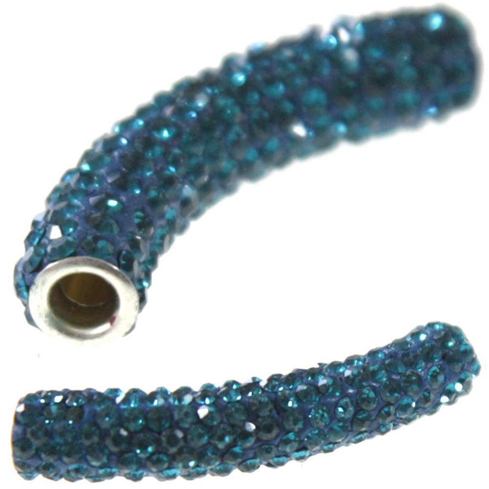 Perles shamballa tubes pierre de cristal 45 mm (1 pièce)