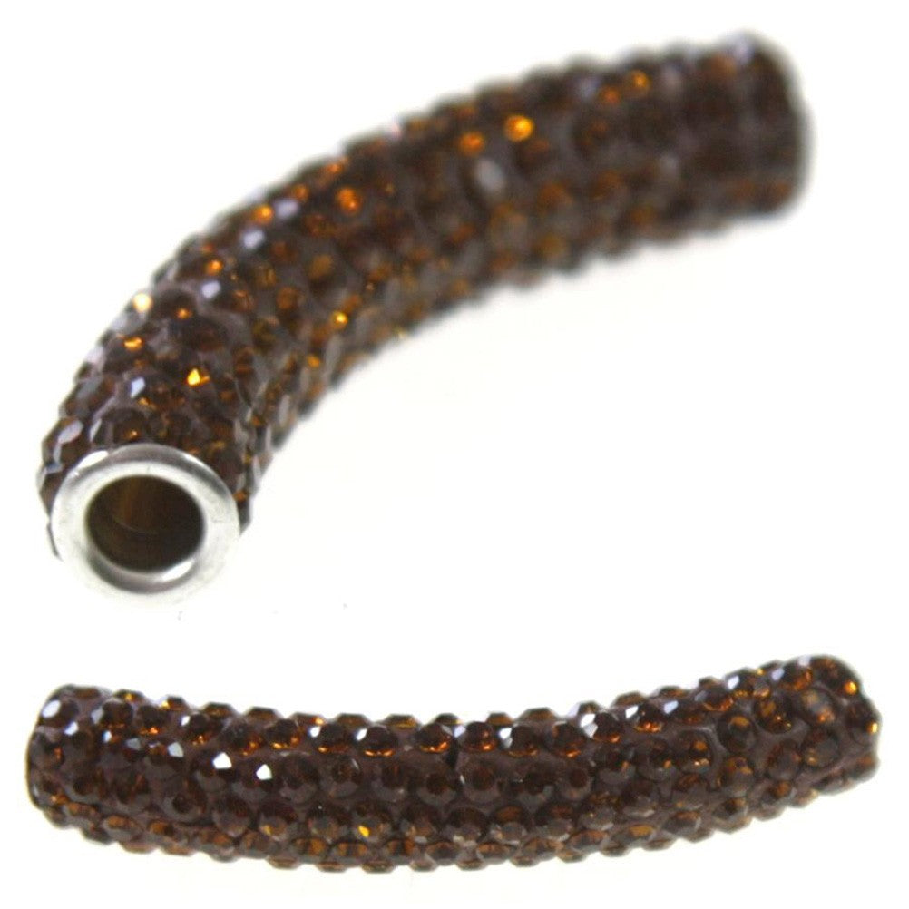 Perles shamballa tubes pierre de cristal 45 mm (1 pièce)