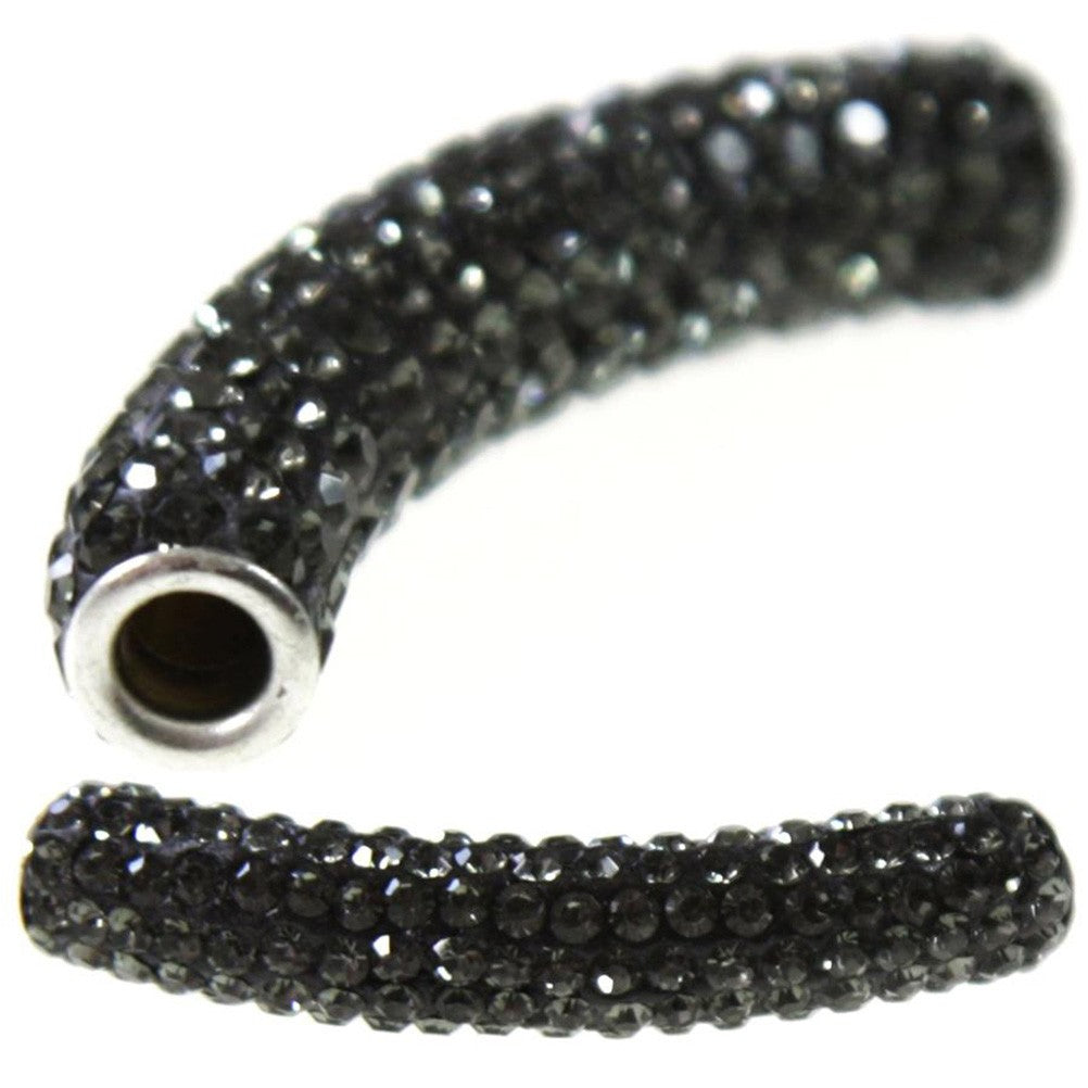 Perles shamballa tubes pierre de cristal 45 mm (1 pièce)