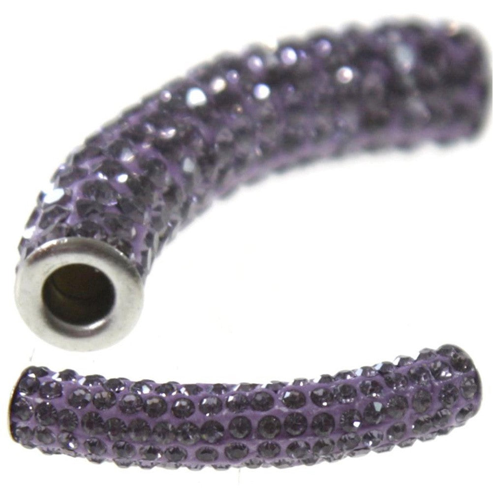 Perles shamballa tubes pierre de cristal 45 mm (1 pièce)