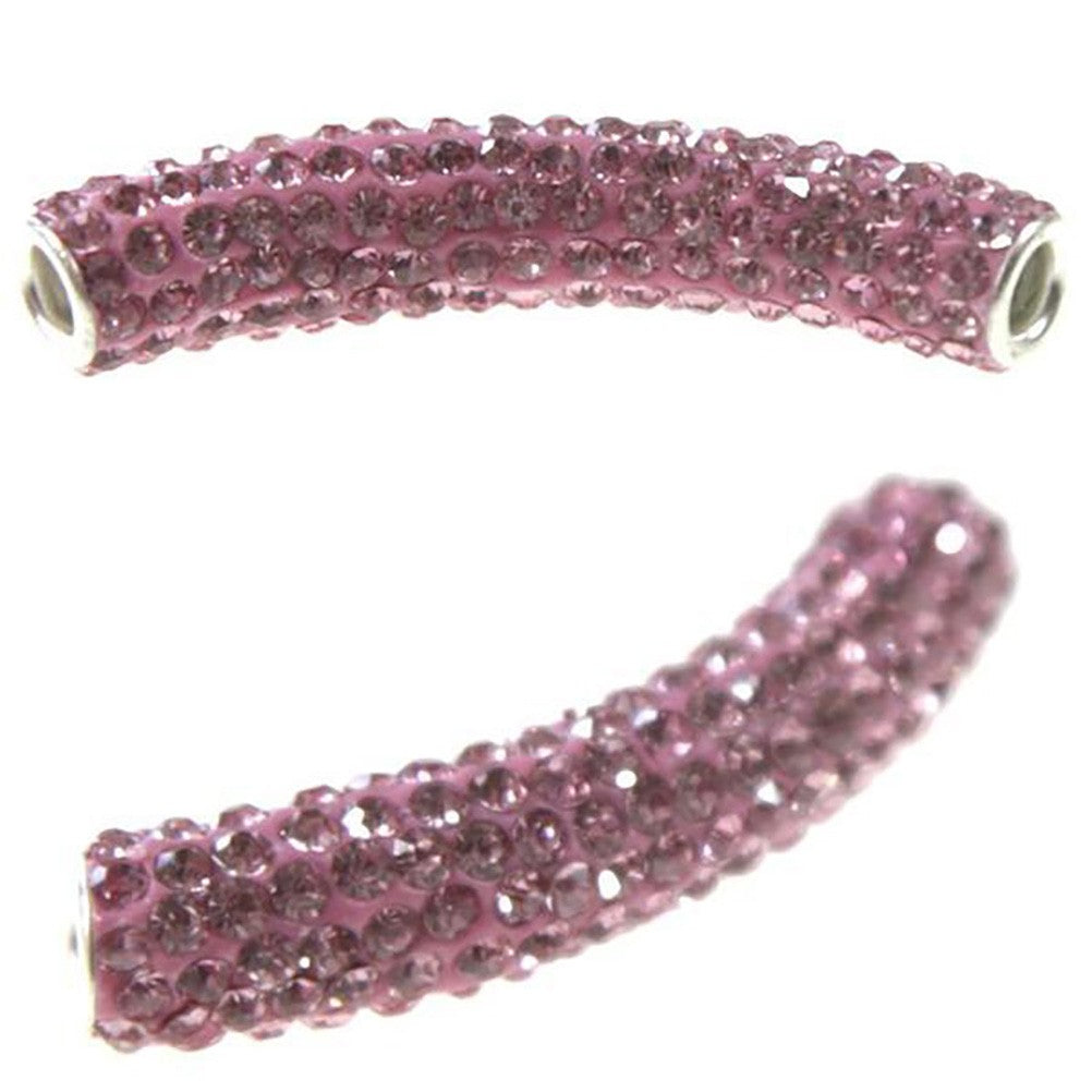 Perles shamballa tubes pierre de cristal 45 mm (1 pièce)