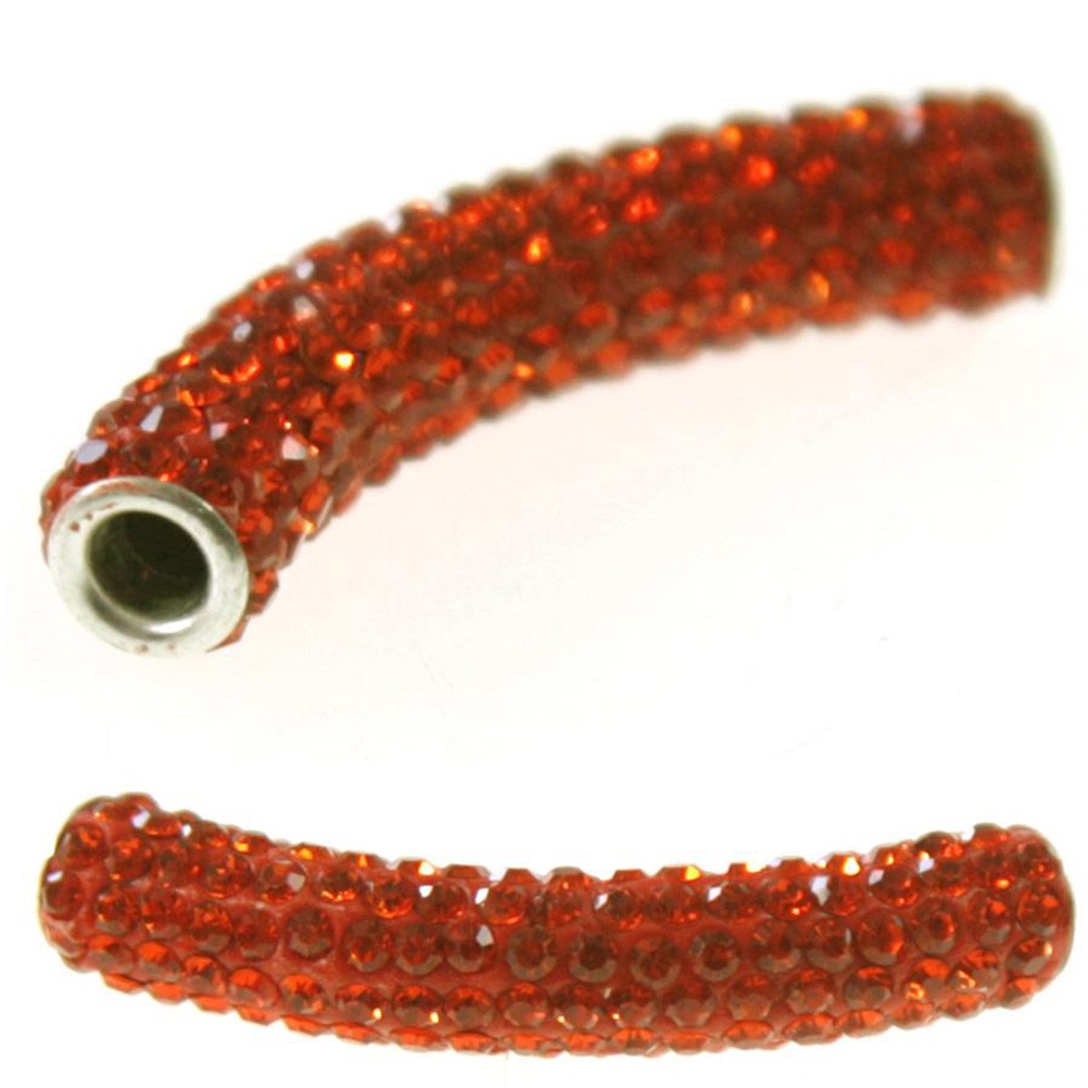 Perles shamballa tubes pierre de cristal 45 mm (1 pièce)