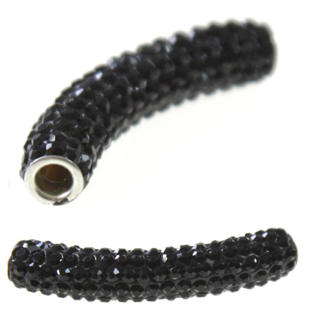 Perles shamballa tubes pierre de cristal 45 mm (1 pièce)