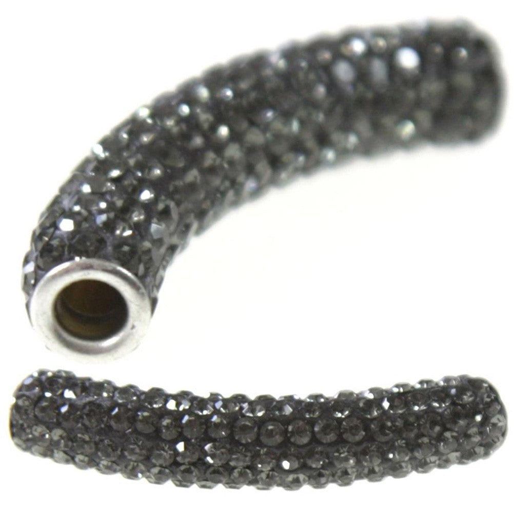 Perles shamballa tubes pierre de cristal 45 mm (1 pièce)