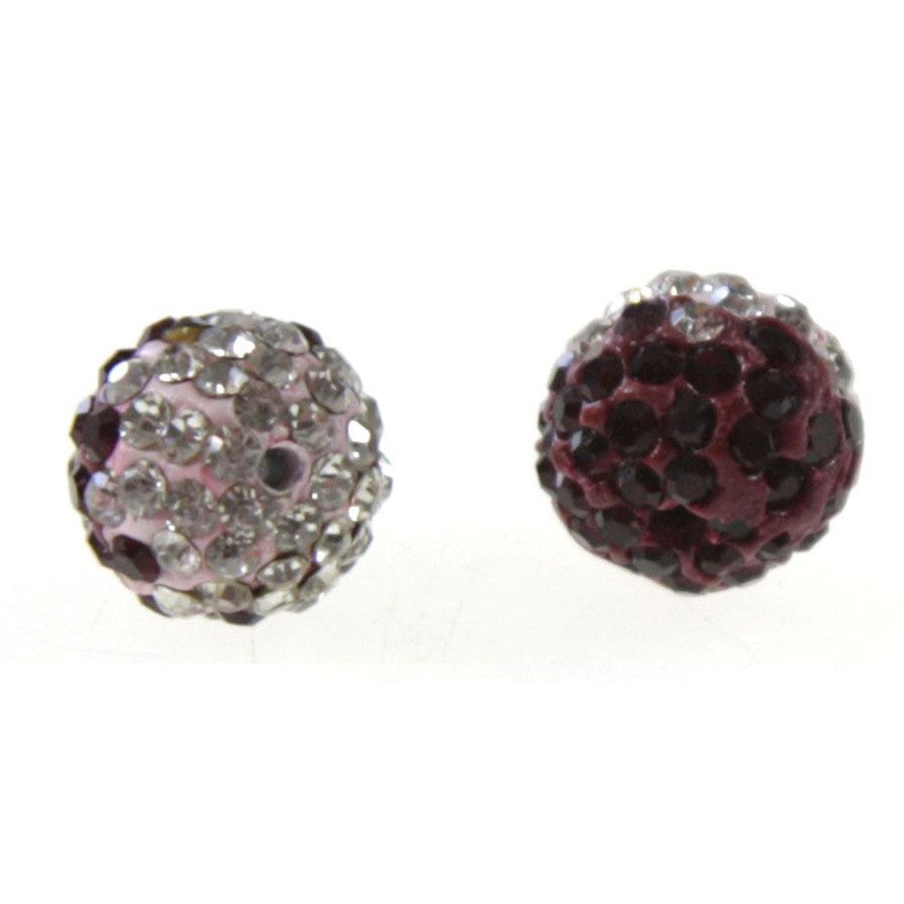 Perles shamballa rondes bicolores dégradées 10 mm (5 pièces)