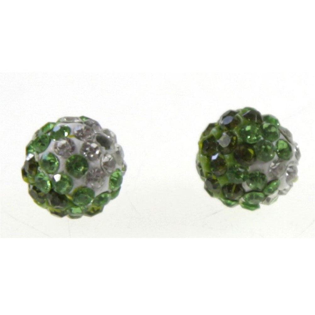 Perles shamballa rondes bicolores dégradées 10 mm (5 pièces)