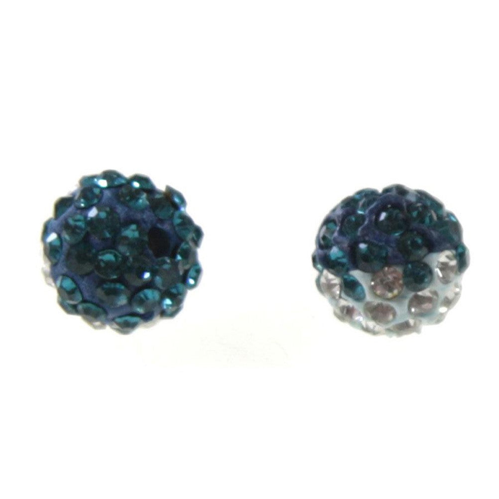 Perles shamballa rondes bicolores dégradées 10 mm (5 pièces)