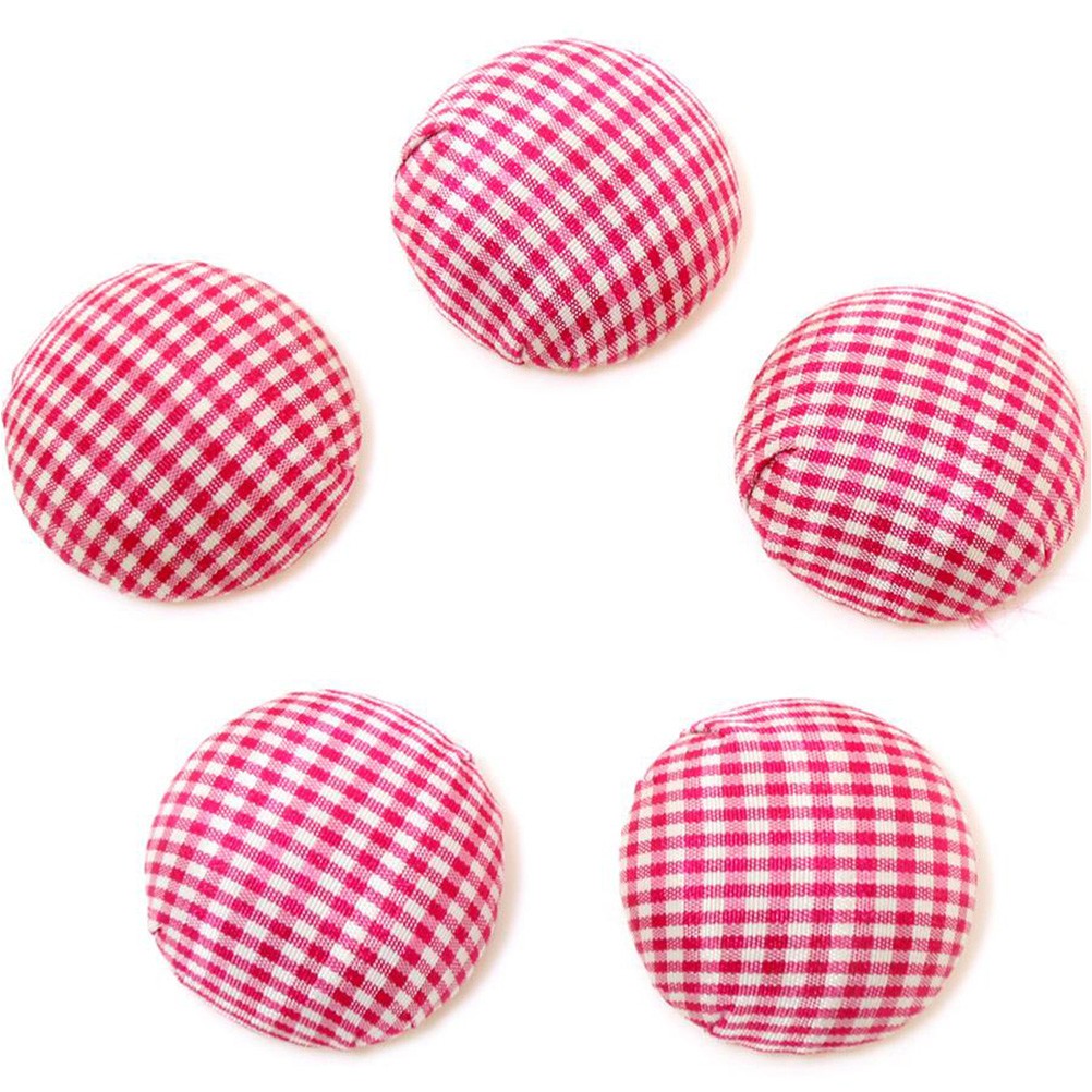 Bouton tissu carreaux à coller grand forme ronde (5 pièces)