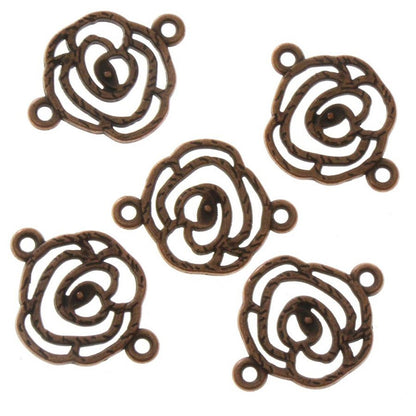 Connecteurs bijoux Fleur rose (5 pièces)
