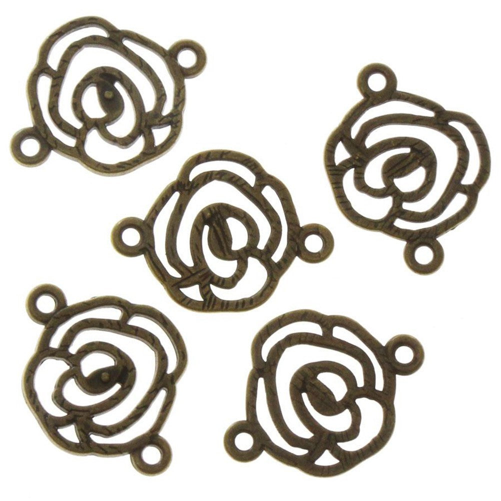 Connecteurs bijoux Fleur rose (5 pièces)