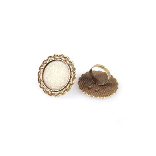 Support cabochon bague Flower Power plateau 36 mm (1 pièce)