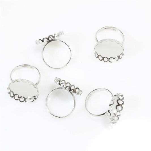 Support cabochon bague Hélène plateau rond 20 mm (5 pièces)