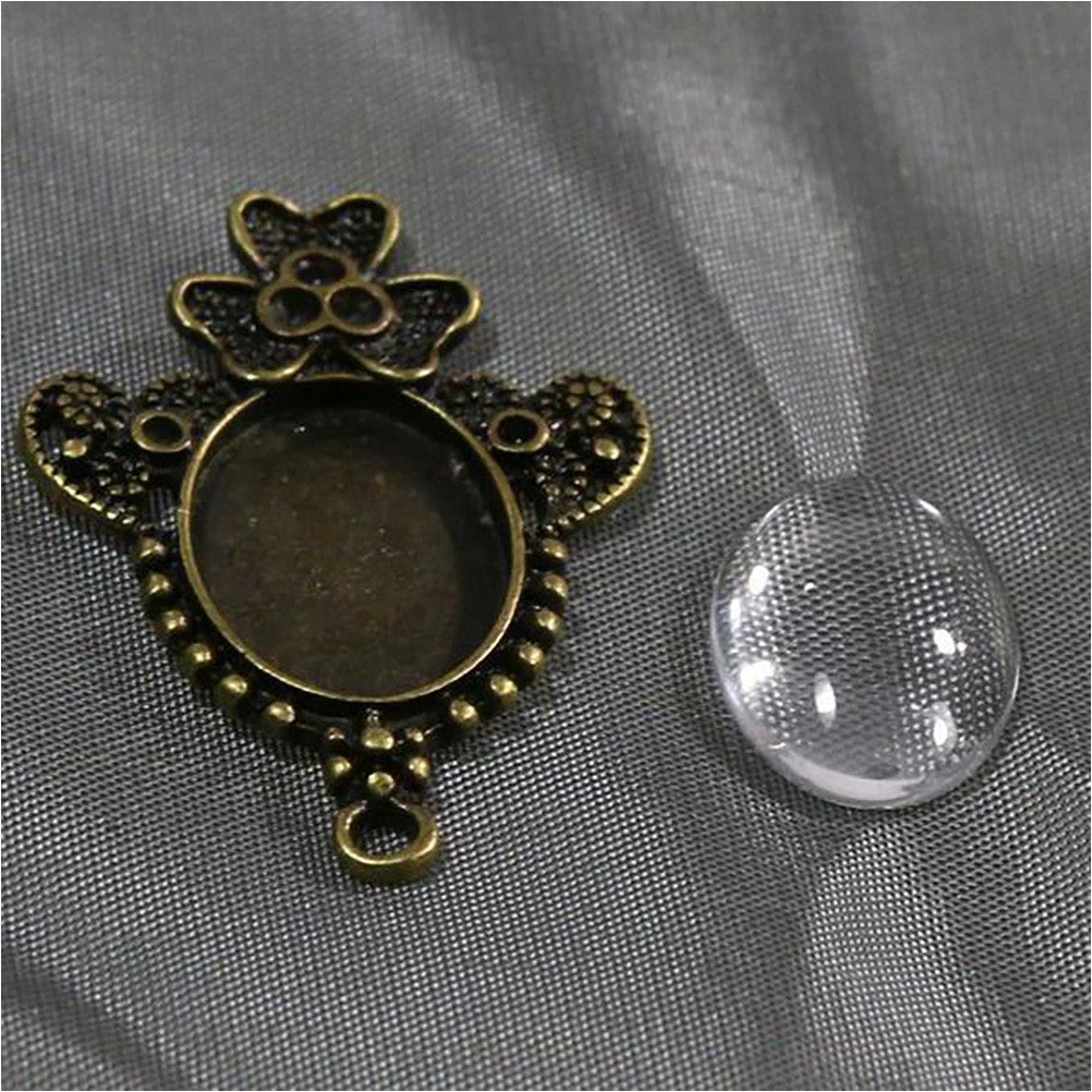 Kit cabochon verre support Daisy 39 x 28 mm (10 pièces)