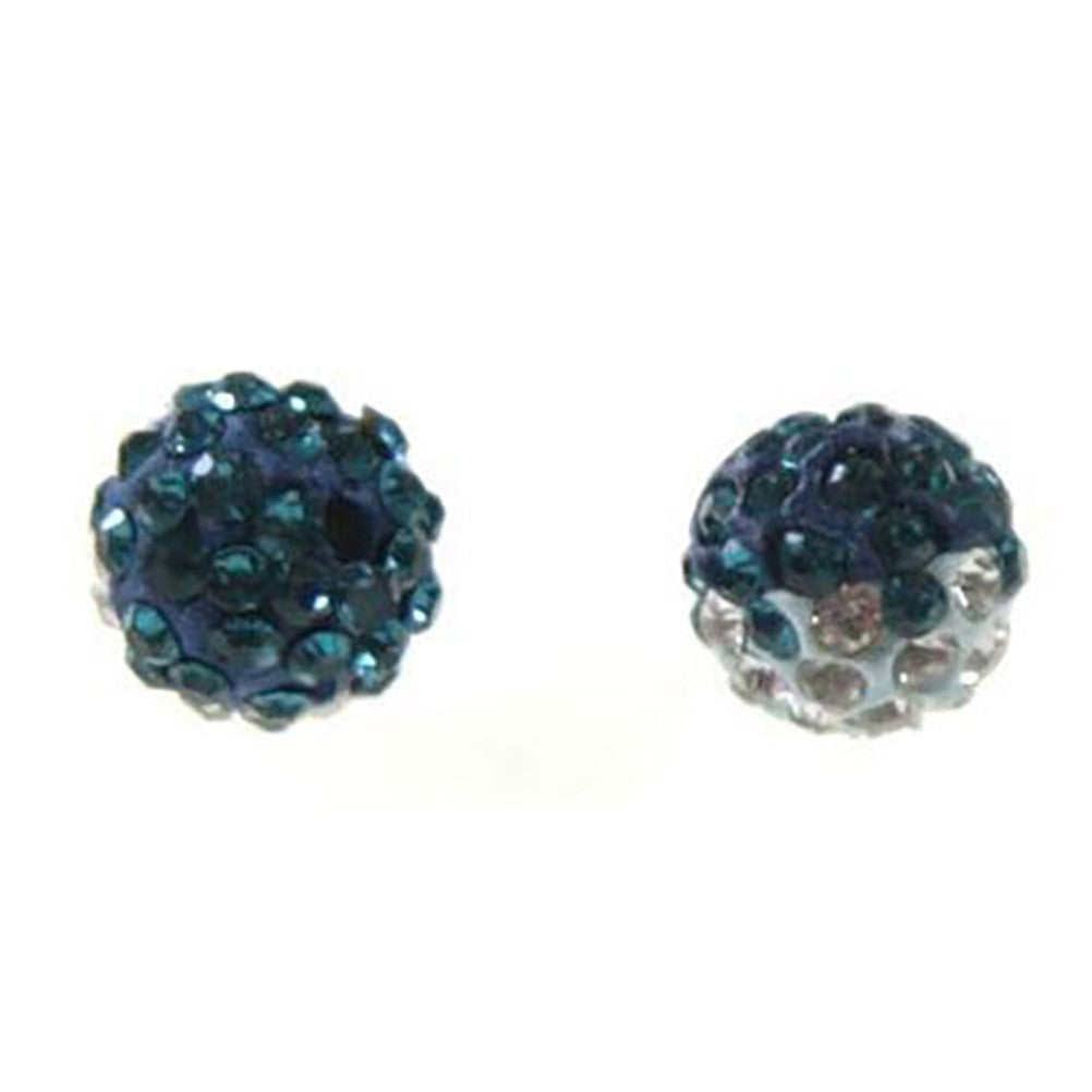 Perles shamballa rondes bicolores dégradées 12 mm (5 pièces)
