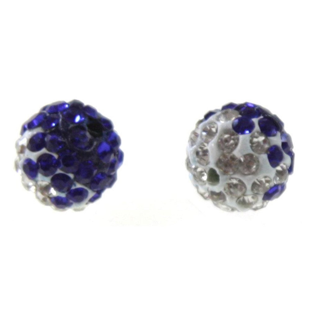 Perles shamballa rondes bicolores dégradées 12 mm (5 pièces)