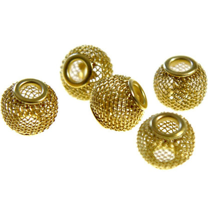 Perles metal tressé boules treillis 12 mm (5 pièces)