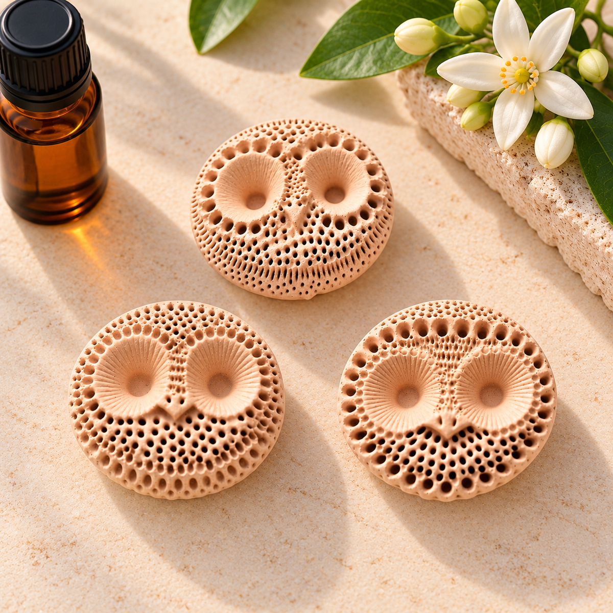 🦉 Trio de Chouettes & Hiboux – Diffuseurs de Parfum Artisanaux en Plâtre Céramique