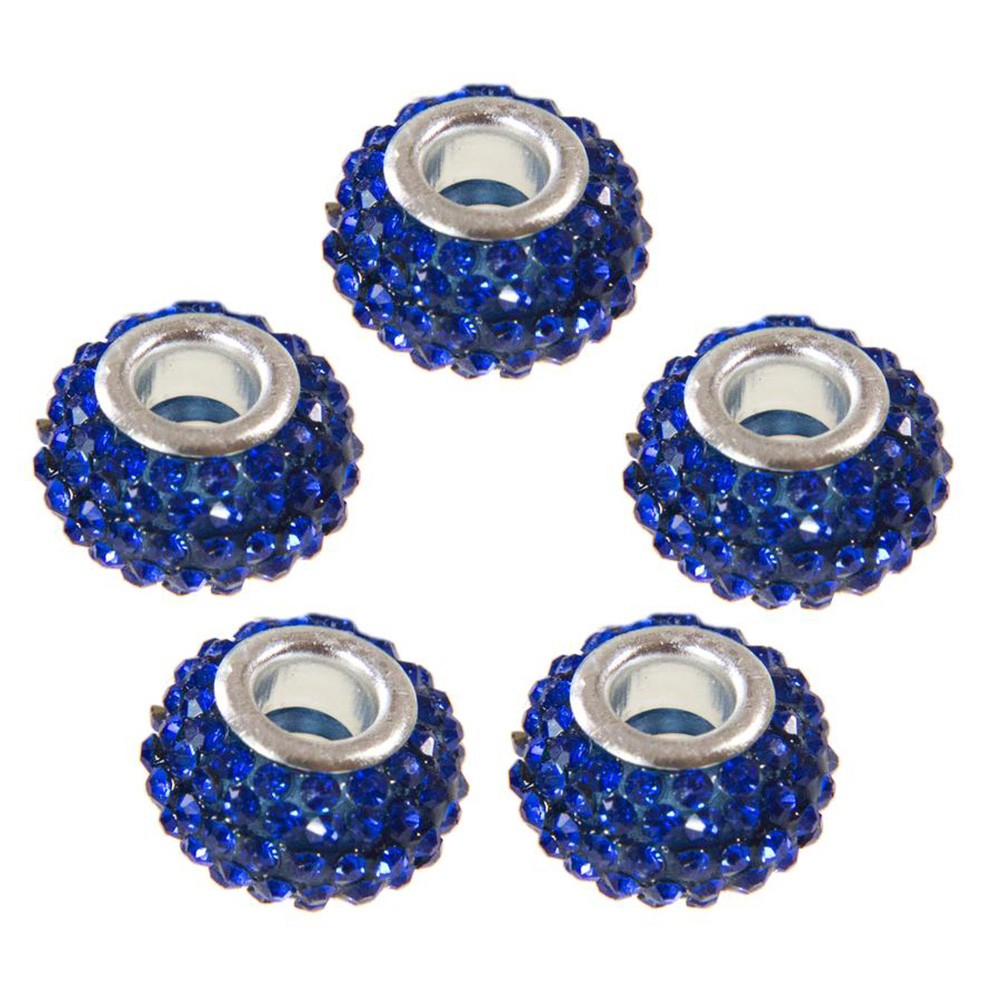 Perles shamballa rondes soucoupes strass cristal ( 5 pièces ) ( 14 mm de diamètre )