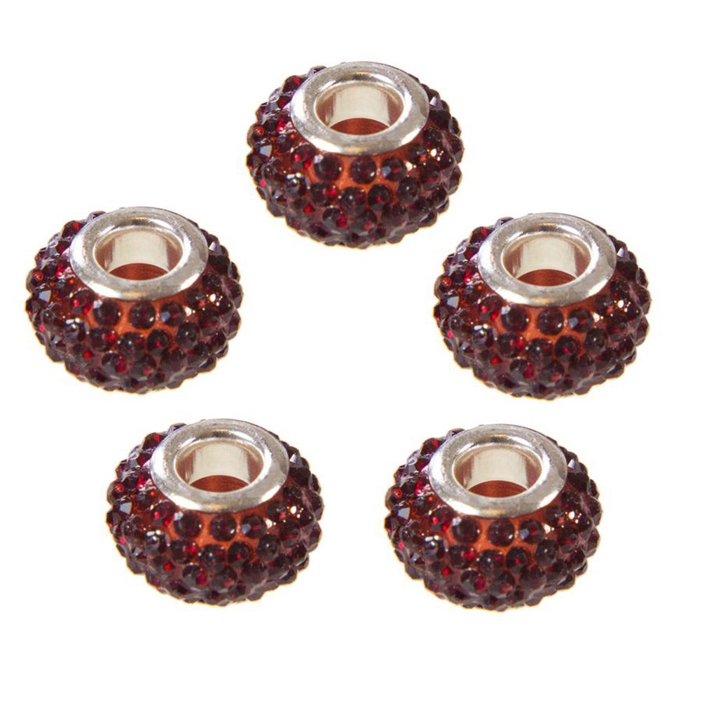 Perles shamballa rondes soucoupes strass cristal ( 5 pièces ) ( 14 mm de diamètre )