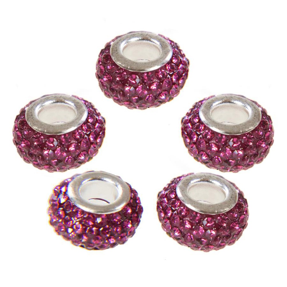 Perles shamballa rondes soucoupes strass cristal ( 5 pièces ) ( 14 mm de diamètre )