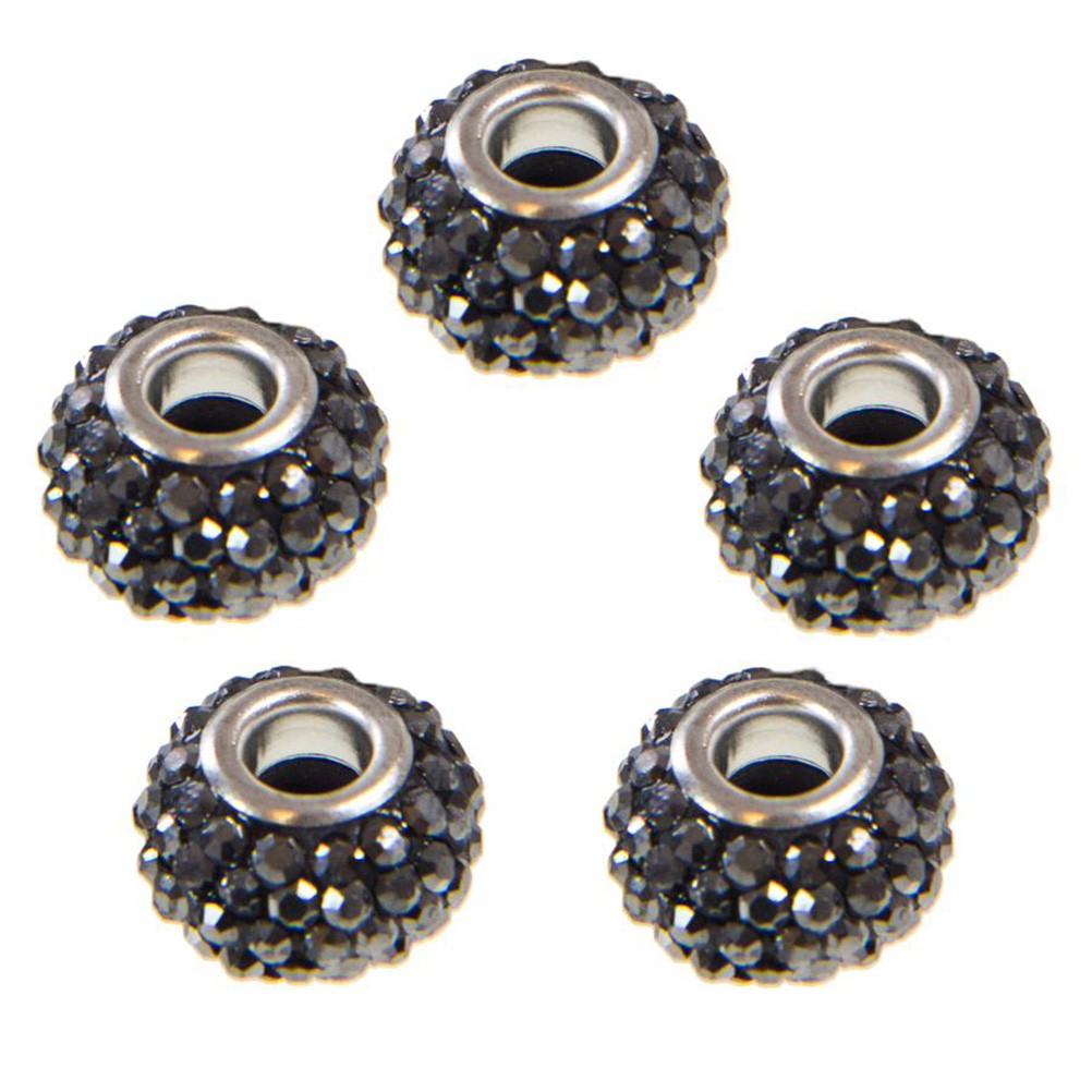 Perles shamballa rondes soucoupes strass cristal ( 5 pièces ) ( 14 mm de diamètre )