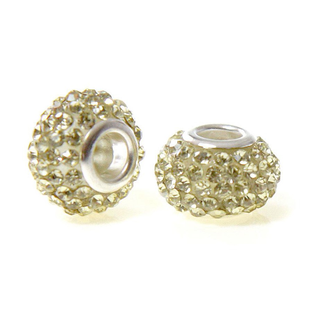 Perles shamballa rondes soucoupes strass cristal ( 5 pièces ) ( 14 mm de diamètre )