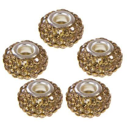 Perles shamballa rondes soucoupes strass cristal ( 5 pièces ) ( 14 mm de diamètre )
