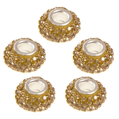 Perles shamballa rondes soucoupes strass cristal ( 5 pièces ) ( 14 mm de diamètre )