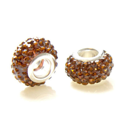Perles shamballa rondes soucoupes strass cristal ( 5 pièces ) ( 14 mm de diamètre )