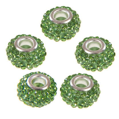 Perles shamballa rondes soucoupes strass cristal ( 5 pièces ) ( 14 mm de diamètre )