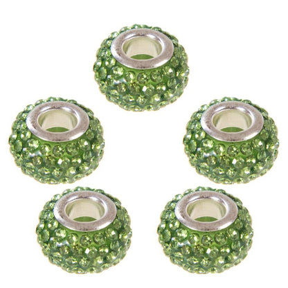 Perles shamballa rondes soucoupes strass cristal ( 5 pièces ) ( 14 mm de diamètre )