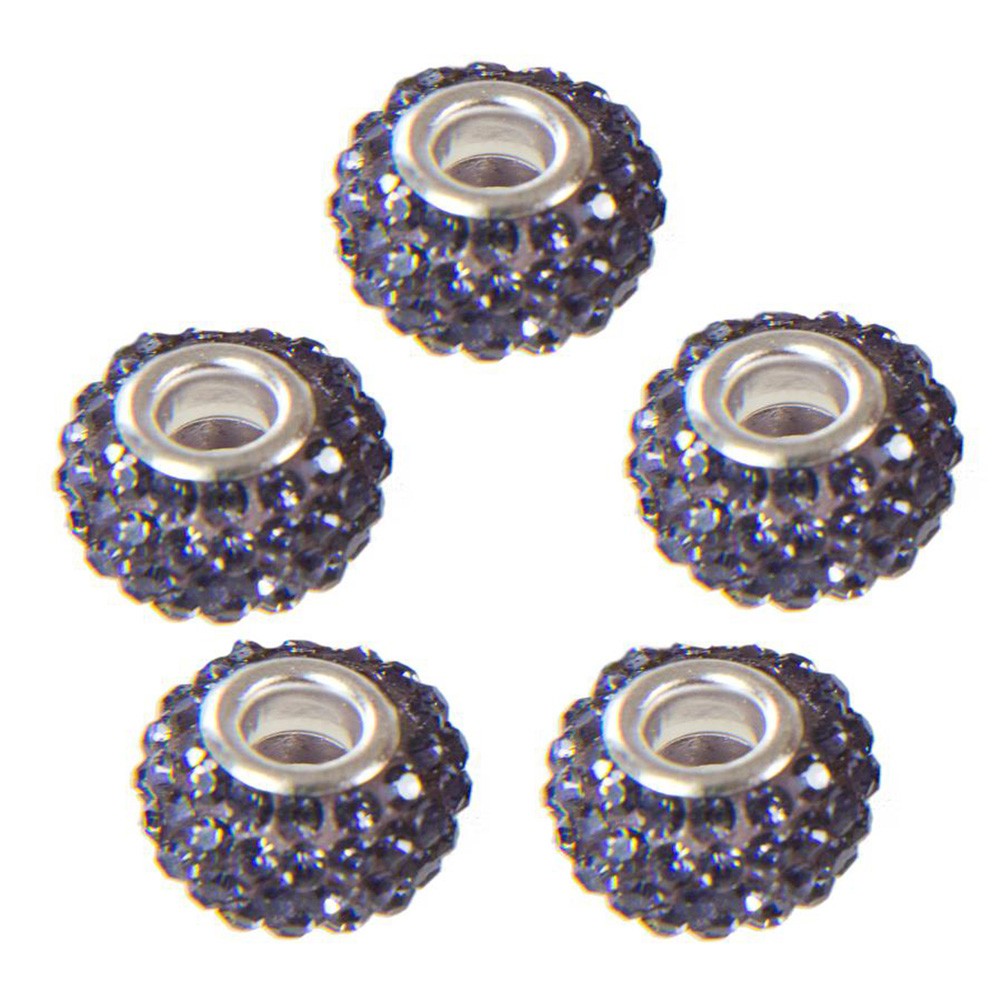 Perles shamballa rondes soucoupes strass cristal ( 5 pièces ) ( 14 mm de diamètre )