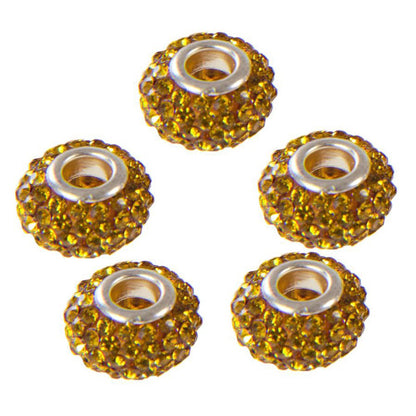 Perles shamballa rondes soucoupes strass cristal ( 5 pièces ) ( 14 mm de diamètre )