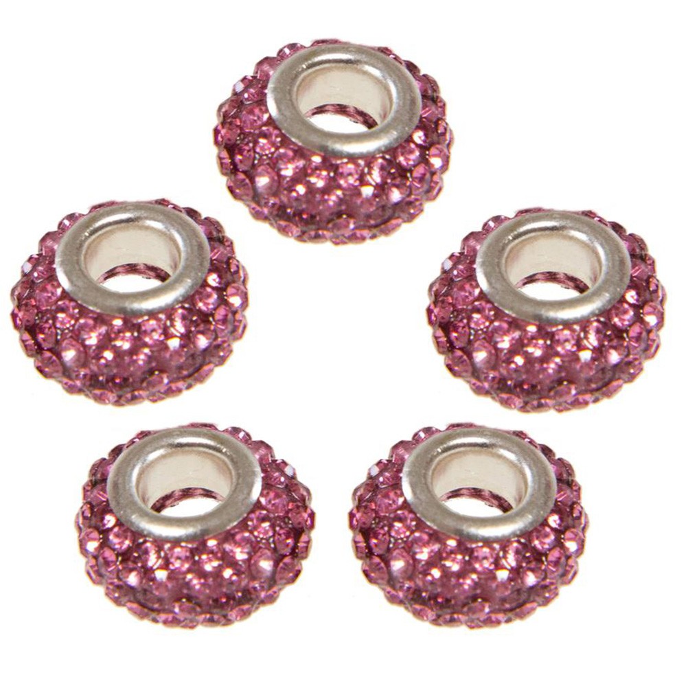 Perles shamballa rondes soucoupes strass cristal ( 5 pièces ) ( 14 mm de diamètre )