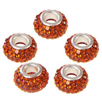 Perles shamballa rondes soucoupes strass cristal ( 5 pièces ) ( 14 mm de diamètre )