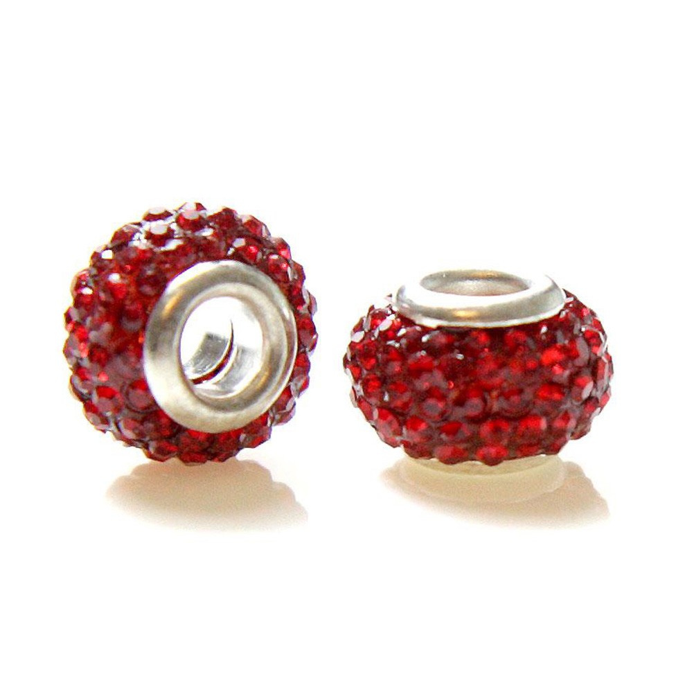 Perles shamballa rondes soucoupes strass cristal ( 5 pièces ) ( 14 mm de diamètre )