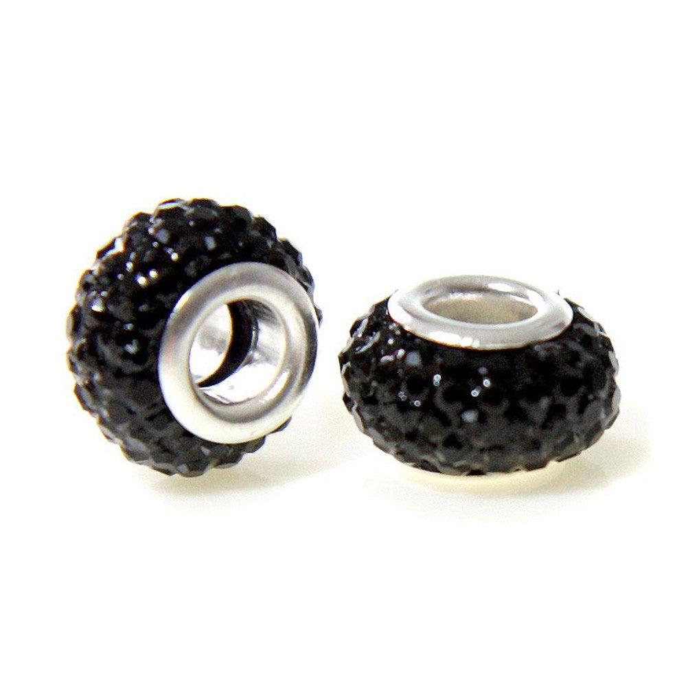 Perles shamballa rondes soucoupes strass cristal ( 5 pièces ) ( 14 mm de diamètre )