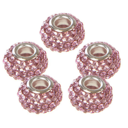 Perles shamballa rondes soucoupes strass cristal ( 5 pièces ) ( 14 mm de diamètre )