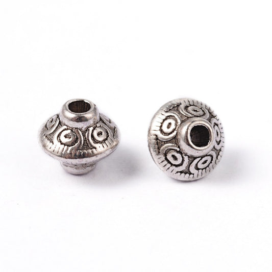 Perles toupie tibétaines en métal 6.5 x 7 mm